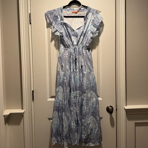 Oliphant Cinched Flirty Midi Samode Cobalt, Size Large - Picture 1 of 8